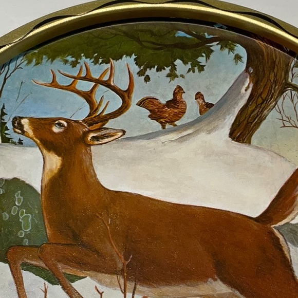 James L Artig Metal Tray with Buck, Grouse and Trees - Picture 3 of 5